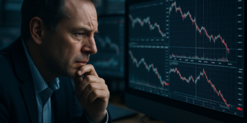 Analista financiero observa caída del mercado durante caos por tarifas y presión a la Fed.