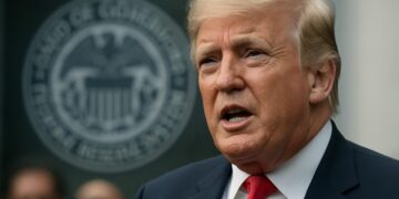 Trump exige a la Fed bajar tasas con el emblema del banco central detrás