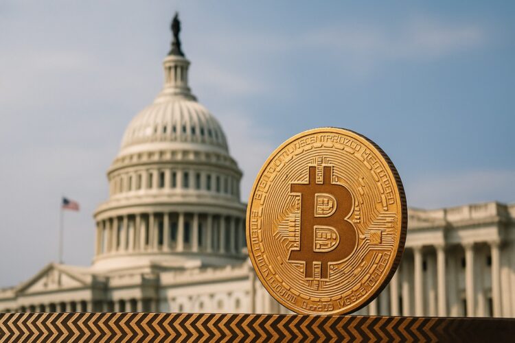 El Capitolio de EE.UU. con diseño cripto al frente representa la regulación impulsada por Trump.