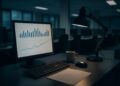 Oficina de empleo tradicional con escritorios y carteles sobre desempleo.