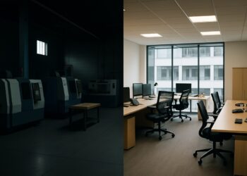 Comparativa visual entre manufactura y servicios con referencias al PMI.