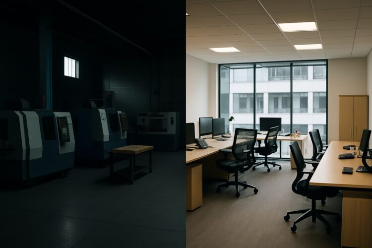Comparativa visual entre manufactura y servicios con referencias al PMI.