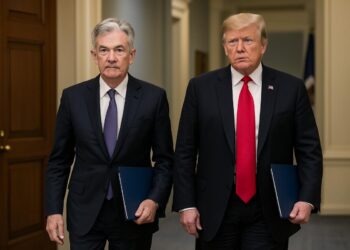 Trump y Powell caminan juntos tras reunión sobre tasas en la sede de la Reserva Federal.