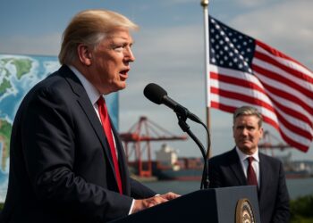 Trump anuncia arancel global de 15 % a 20 % junto a líder británico.