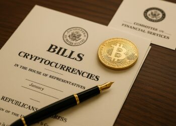 Documentos legislativos sobre regulación cripto en una mesa del Congreso.