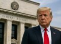 Donald Trump frente a la Reserva Federal, reflejando su influencia en la política monetaria.