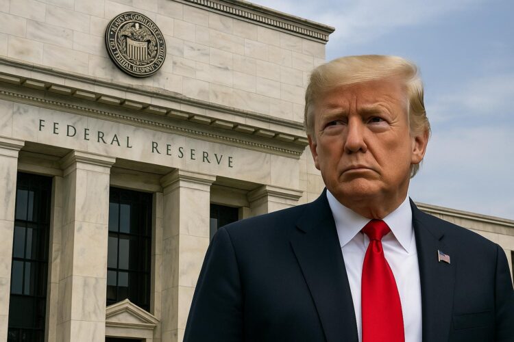 Donald Trump frente a la Reserva Federal, reflejando su influencia en la política monetaria.