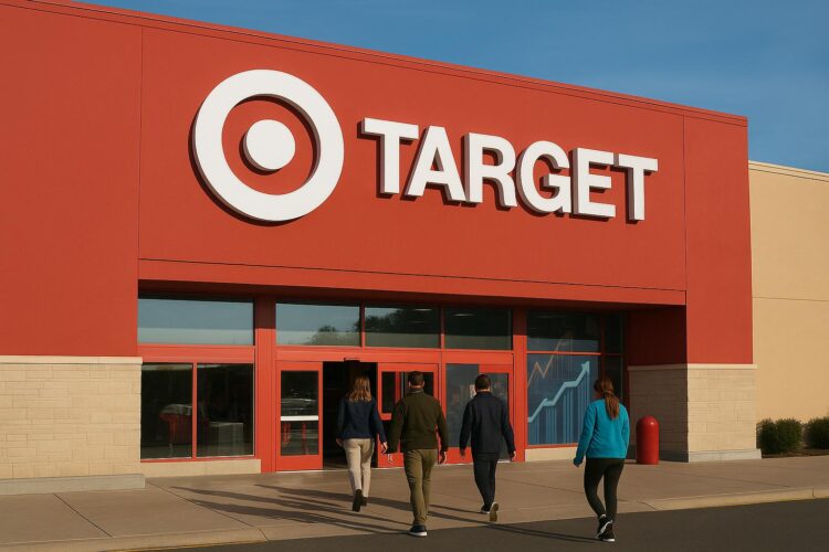Fotografía de la fachada de una tienda Target con personas ingresando en horario comercial