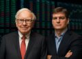 Warren Buffett y Michael Burry ante pantallas con gráficos bursátiles en un montaje editorial