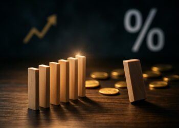 Fichas pequeñas avanzan sobre monedas simbolizando capitalizaciones
