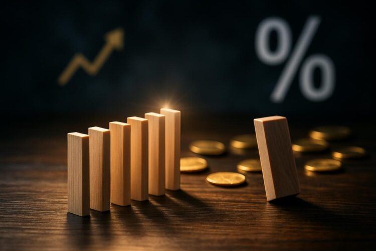 Fichas pequeñas avanzan sobre monedas simbolizando capitalizaciones