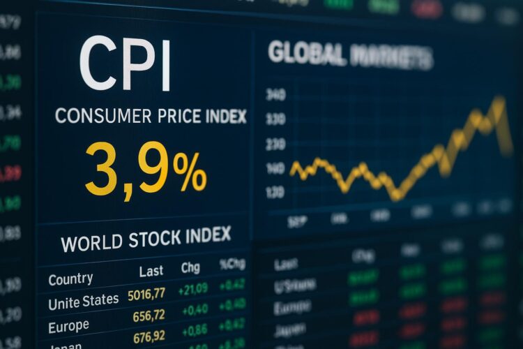 Pantalla de datos financieros muestra IPC 3,9 % y su efecto en mercados globales