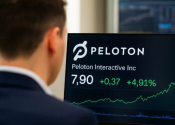 Analista observa gráficos bursátiles tras la subida de acciones de Peloton por revisión de Goldman.