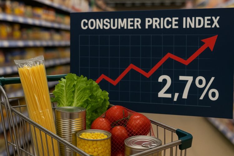 Productos básicos en supermercado en EE. UU. reflejando inflación y variaciones de precios.