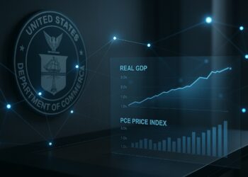 Datos económicos de EE. UU. proyectados en un entorno institucional con blockchain.