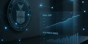 Datos económicos de EE. UU. proyectados en un entorno institucional con blockchain.
