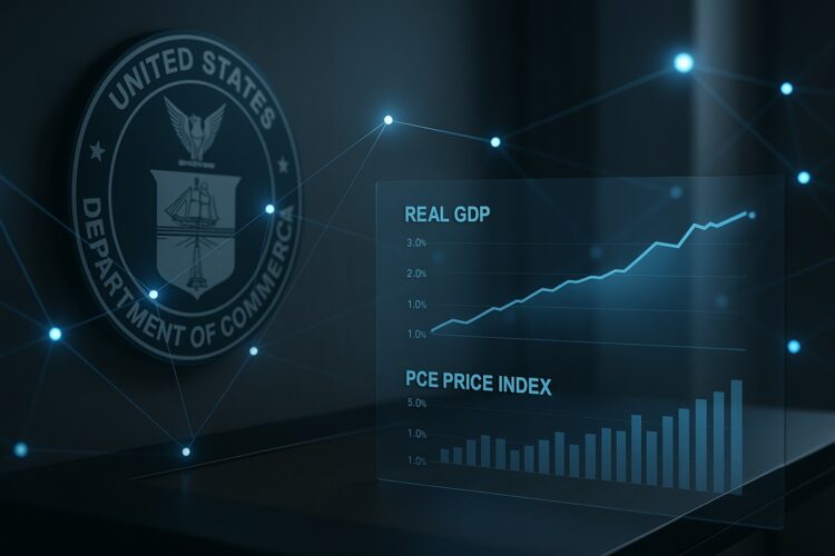 Datos económicos de EE. UU. proyectados en un entorno institucional con blockchain.