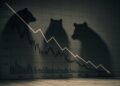 Tres osos en silueta proyectados simbolizando los riesgos que advierte Goldman en los mercados.
