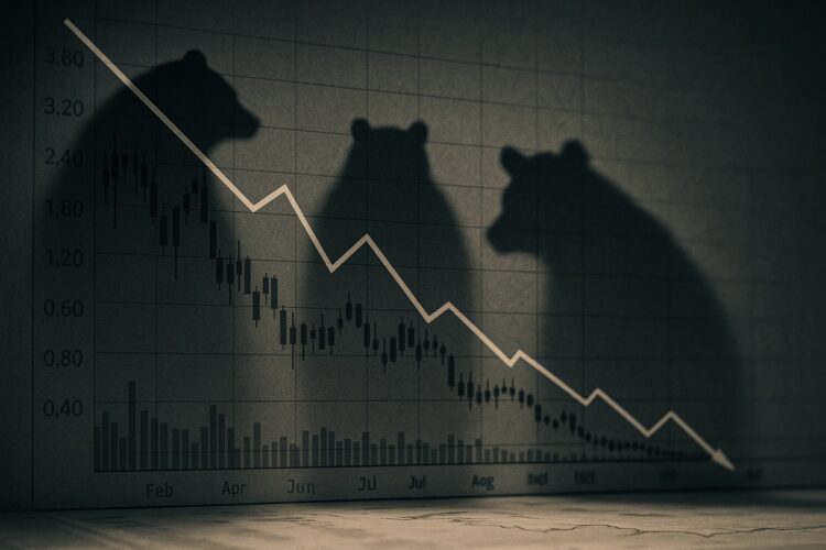 Tres osos en silueta proyectados simbolizando los riesgos que advierte Goldman en los mercados.