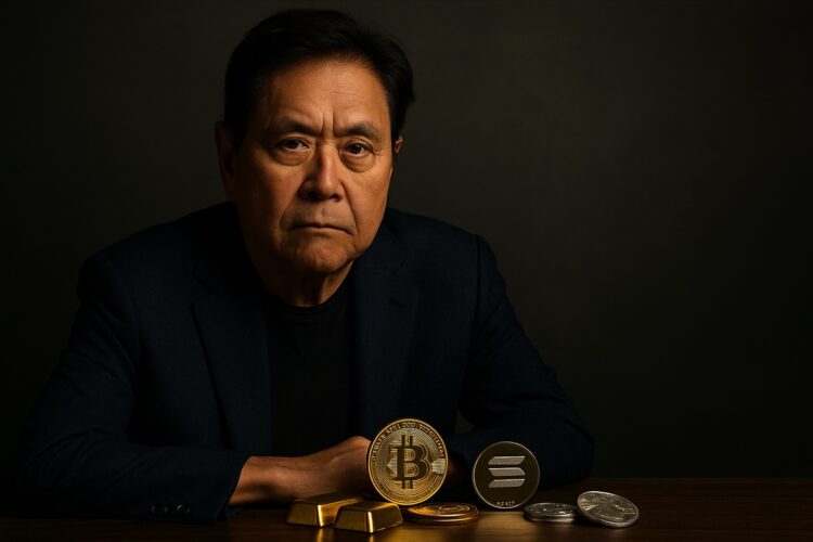 Robert Kiyosaki con Bitcoin, Solana, oro y plata como activos clave de inversión.