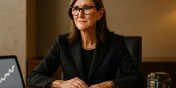 Cathie Wood observa documentos y tecnología de IA tras capitalizar ganancias recientes.