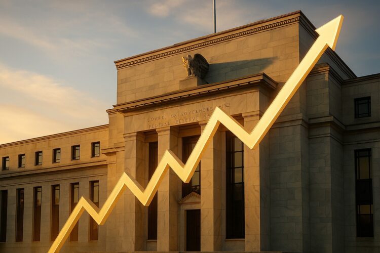 Fachada de la Reserva Federal con reflejos metálicos que simbolizan el alza del 3% en inflación.