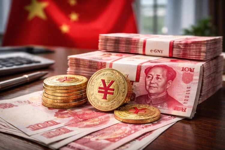 Billetes de yuan y representación del yuan digital en entorno bancario chino institucional