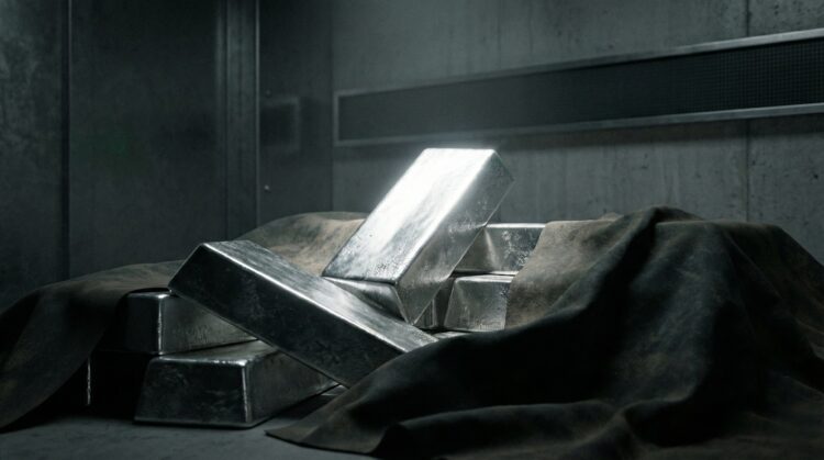 Lingote de plata brillante emerge en bóveda.