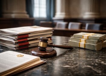 ocumentos judiciales y dinero sobre mesa reflejan retraso en fallo de aranceles que impacta a Wall Street