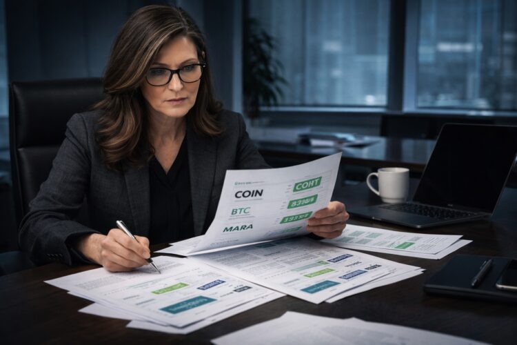 Cathie Wood analiza nuevas apuestas cripto tras la caída del mercado.