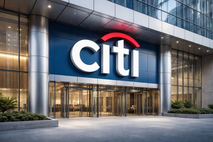 Fachada corporativa de Citi con logotipo institucional visible.