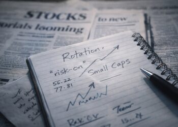 Pequeñas empresas en pizarra financiera ilustran el avance de las small caps.