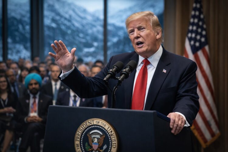 Donald Trump ofrece un discurso tenso ante líderes globales en Davos.