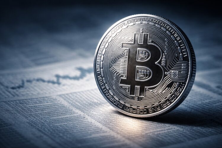 Bitcoin en primer plano sobre datos económicos de EE. UU.