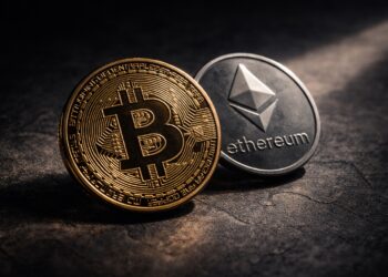 Bitcoin y Ethereum bajo presión con señal visual de posible repunte.