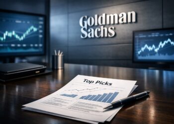 Oficina moderna de Goldman Sachs sin personas.