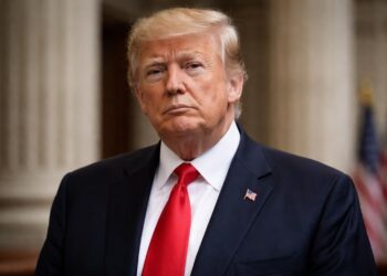 Trump con gesto serio en entorno institucional tras fallo judicial.