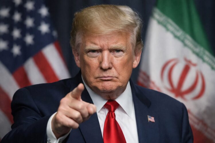 Donald Trump firme ante tensión con Irán en fondo político.