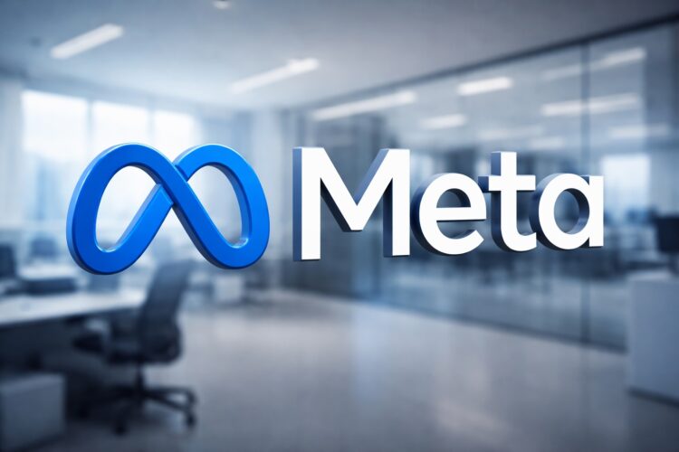 Logo de Meta en oficina vacía representando recortes y estrategia en IA