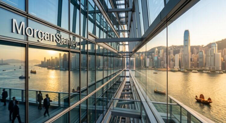 Oficinas de Morgan Stanley en Hong Kong con vistas al puerto.