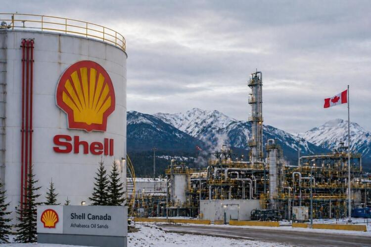 Planta de Shell en Canadá con infraestructura energética y nieve