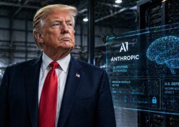 Trump frente a interfaz de IA en entorno de defensa tecnológico.