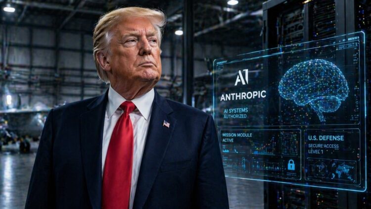 Trump frente a interfaz de IA en entorno de defensa tecnológico.