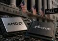 Chips de AMD y Micron frente a un entorno financiero de Wall Street.