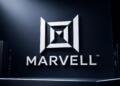 Logo de Marvell sobre entorno tecnológico minimalista y corporativo.