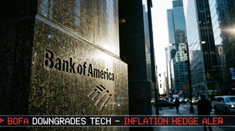 Pilar grabado de Bank of America con teletipo: BOFA DOWNGRADES TECH - INFLATION HEDGE ALERT