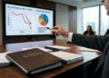 Un ejecutivo de PIMCO apunta a gráficos de riesgo crediticio en español en una pantalla.