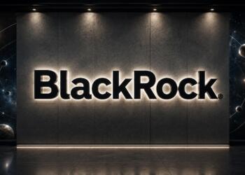 Logo de BlackRock junto a una temática espacial para su nuevo ETF.