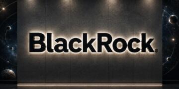 Logo de BlackRock junto a una temática espacial para su nuevo ETF.