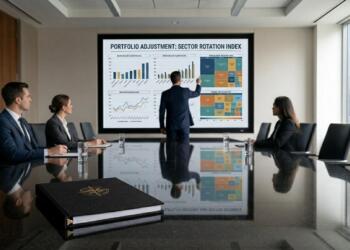 Presentador analiza gráficos de rotación sectorial